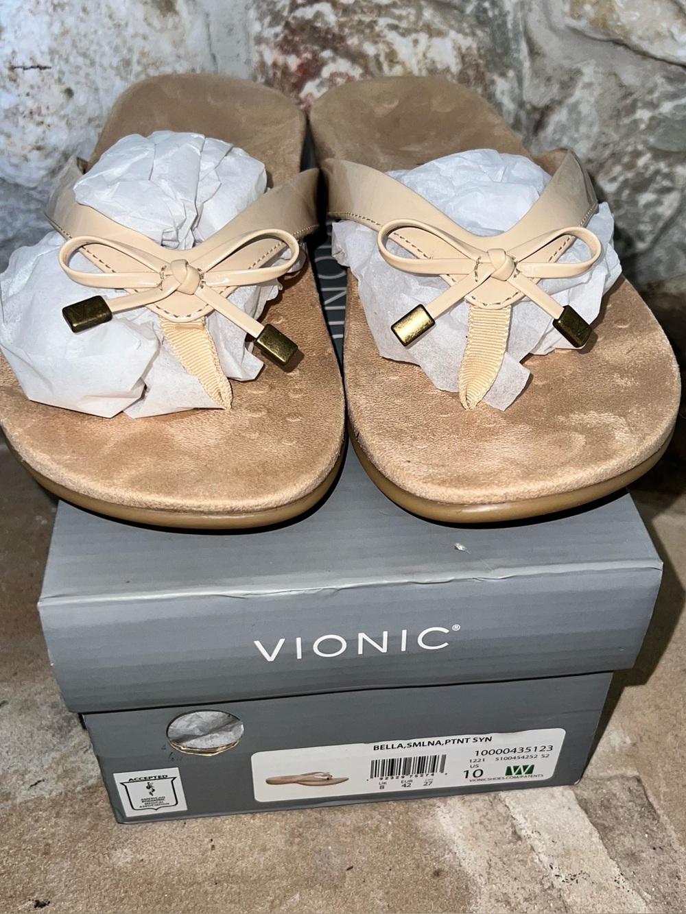 Vionic Orthpedic Bella Sandals Flip Flops Bow Size 10